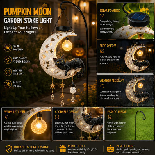 🎃 Halloween Early Bird Sale | 50% OFF Black Cat Moon Solar Lantern🐈‍⬛🌙
