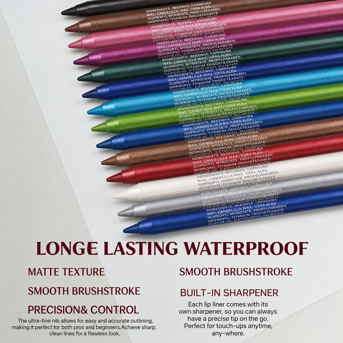 🌈14-Pack Eyeliner Pencil Waterproof Colored Paste Liners with Metallic & Shimmer Finishes Smudge-Proof