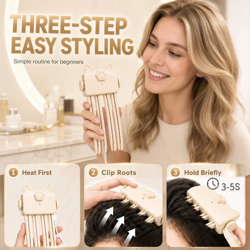 🎉48k+ Sold 💇 Wireless Hot Curler for Adding Volume to Hair Roots. Portable Styling Tool for Travel, Ideal for Fine and Straight Hair