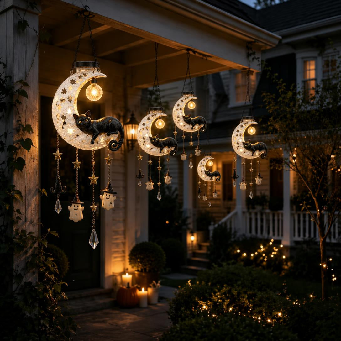 🎃 Halloween Early Bird Sale | 50% OFF Black Cat Moon Solar Lantern🐈‍⬛🌙