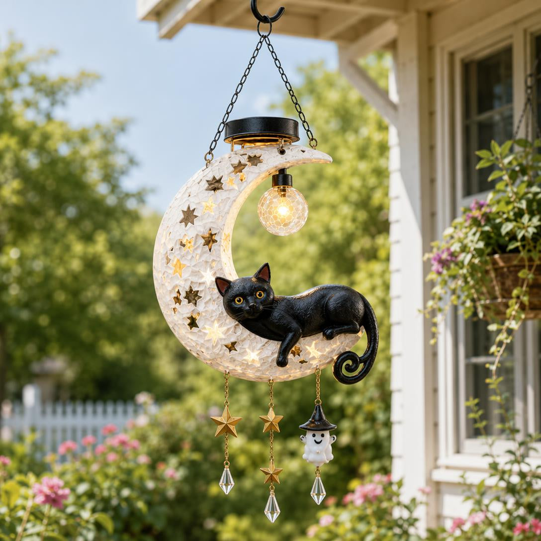 🎃 Halloween Early Bird Sale | 50% OFF Black Cat Moon Solar Lantern🐈‍⬛🌙