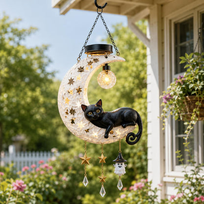 🎃 Halloween Early Bird Sale | 50% OFF Black Cat Moon Solar Lantern🐈‍⬛🌙