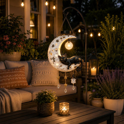 🎃 Halloween Early Bird Sale | 50% OFF Black Cat Moon Solar Lantern🐈‍⬛🌙