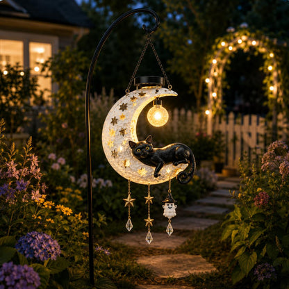 🎃 Halloween Early Bird Sale | 50% OFF Black Cat Moon Solar Lantern🐈‍⬛🌙