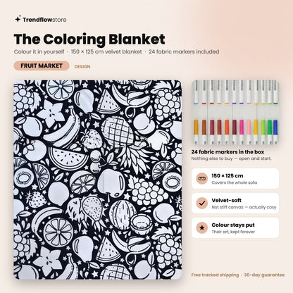 The Coloring Blanket — 150cm Doodle Blanket + 24 Markers